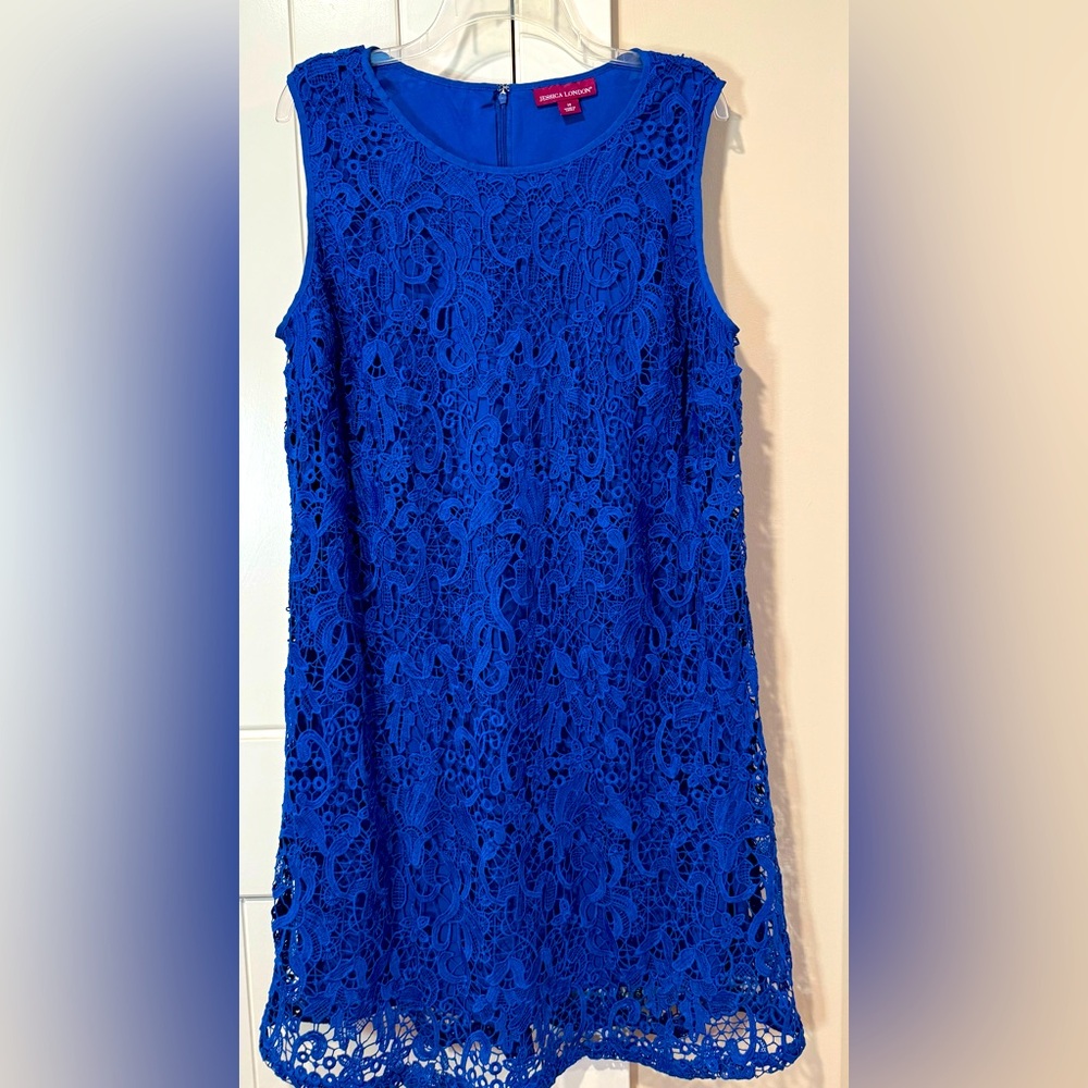 JESSICA LONDON NWOT Size 20 Vibrant Blue Lace Lined Special Occasion Dress